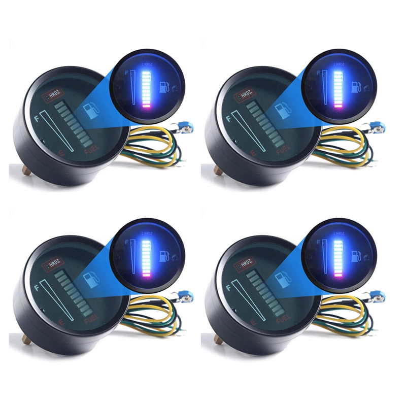 FORIDE 4X 24V 2 Inch 52mm Universal Car Motorcycle Fuel Level Meter Gauge LED Light Display Fuel Tank Gauge Boat Truck RV