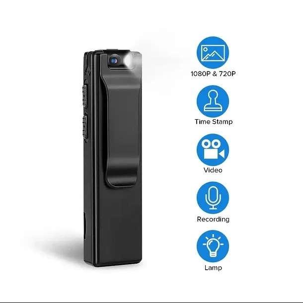 Mini Camera 1080p - Portable Wearable Body Cam with Rear Clip - Full HD Night Vision Surveillance Camera - Secret Security Camera for Home, Office & Car