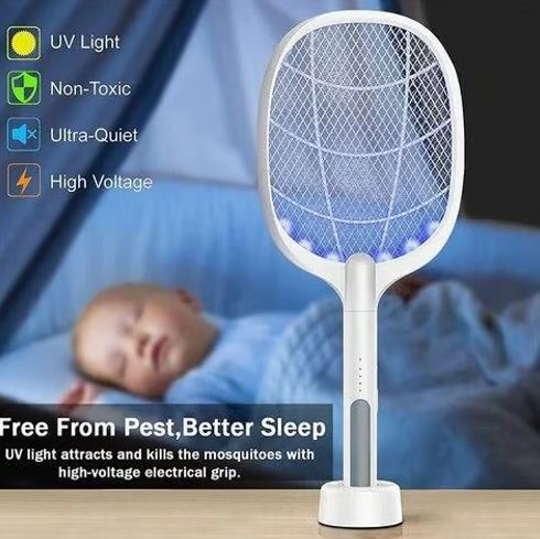 Rechargeable Electric Mosquito Killer Racket Bat | 1200mAh USB Charging Mosquito Swatter | Fly & Insect Zapper with Safety Mesh