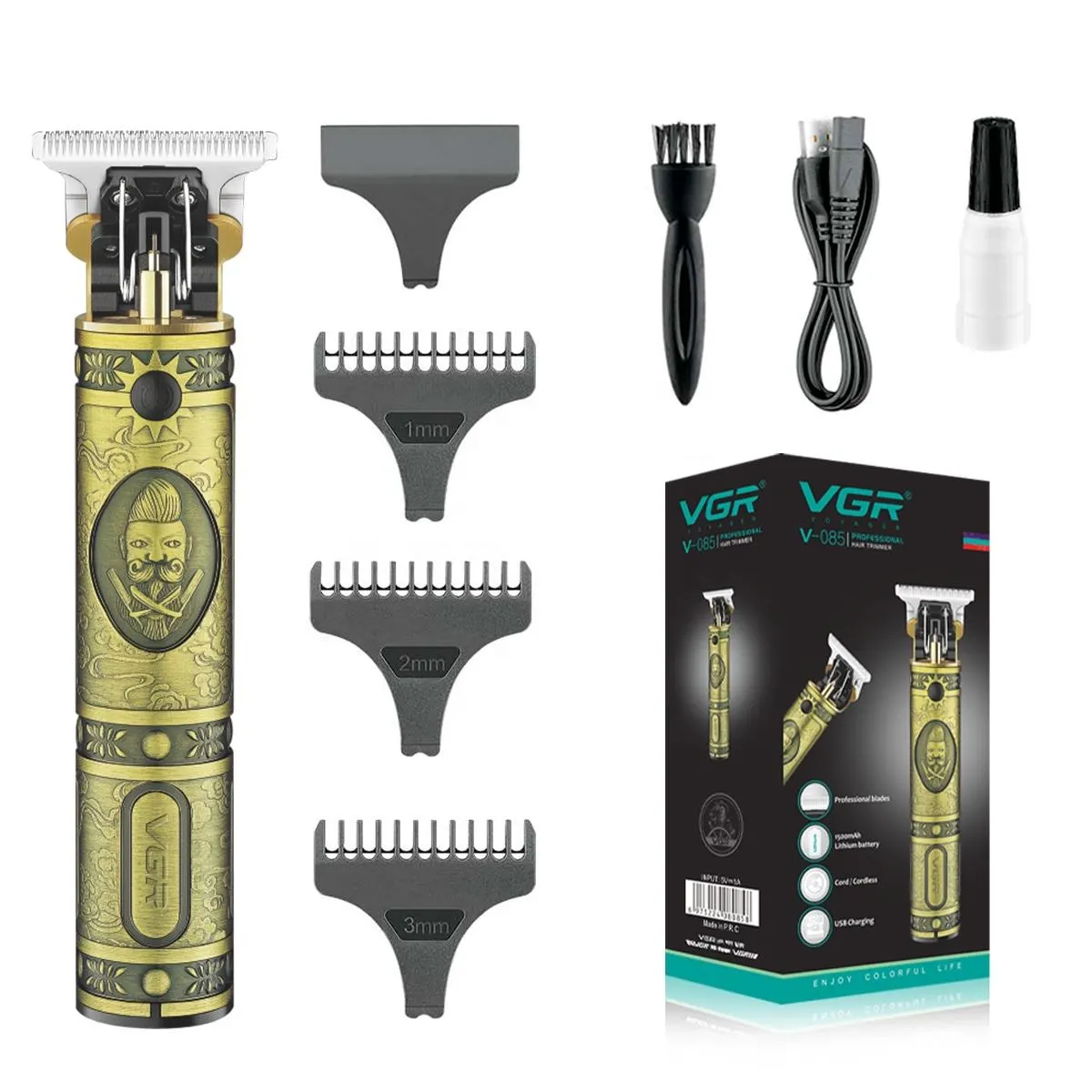 VGR 085 Hair Clipper Professional Rechargeable Personal Care Vintage Engraving Scissors T9 Trimmer USB Reduction Barber VGR V085 - image 1