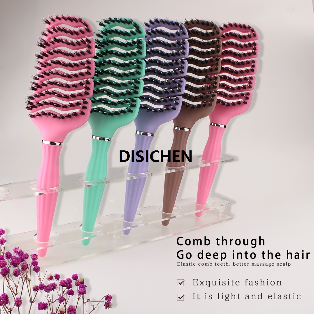 DISICHEN NEW Hollow Vented Paddle Detangler curved Bristle Nylon Hairbrush Curly Detangle Hair Brush Eco-friendly Waterproof Massage Luxury