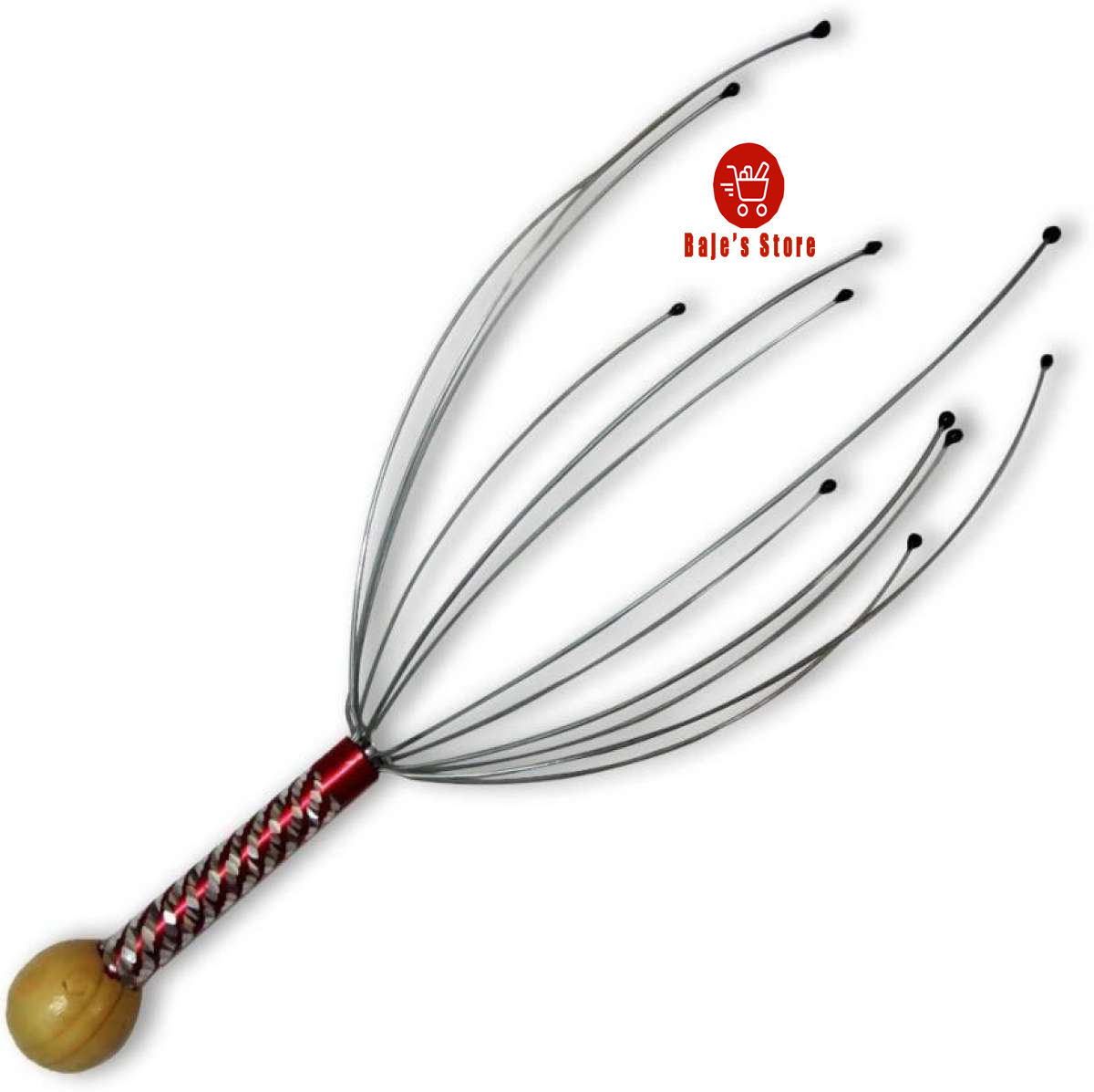 Metal Octopus-Shaped Scalp Head Massager Scratcher -2 Stainless Steel Tines Are 5 And 6.5 Inches