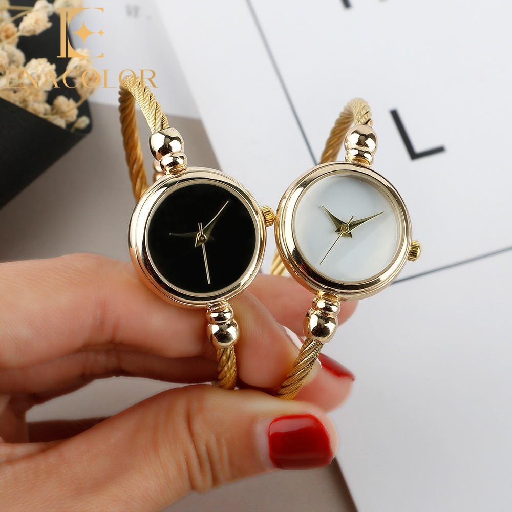 Enacolor Elegant Metal Bangles Bracelet Quartz Watches, Women Ladies Fashion Casual Adjust Watch Simple New