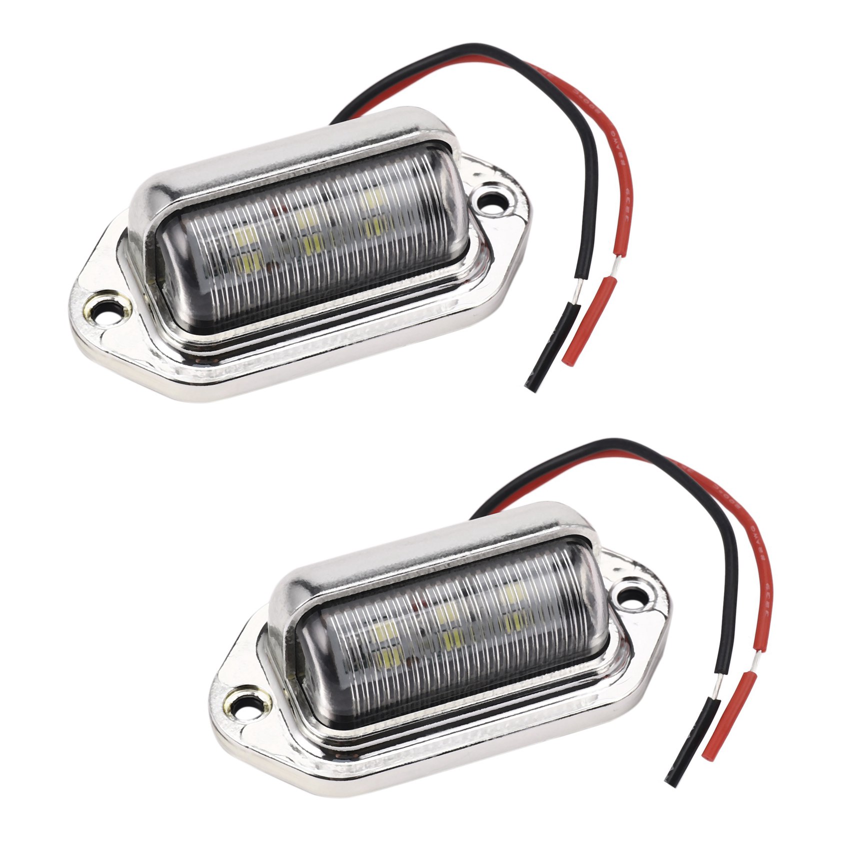 FORIDE 2X 12-24V 6 LED Number License Plate Light Boat Deck Walkway Step Lamp RV Trailer