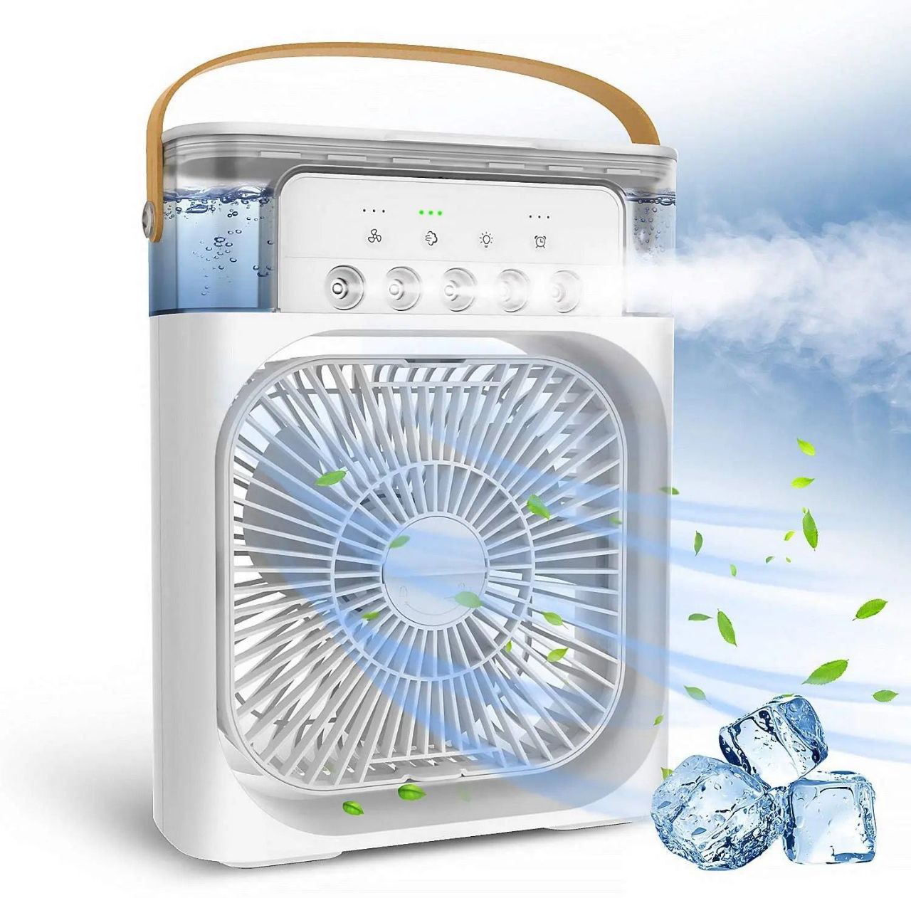 Mini Cooler Fan Humidifier Portable USB Cooler Air Conditioner Fan With Mist & LED Light