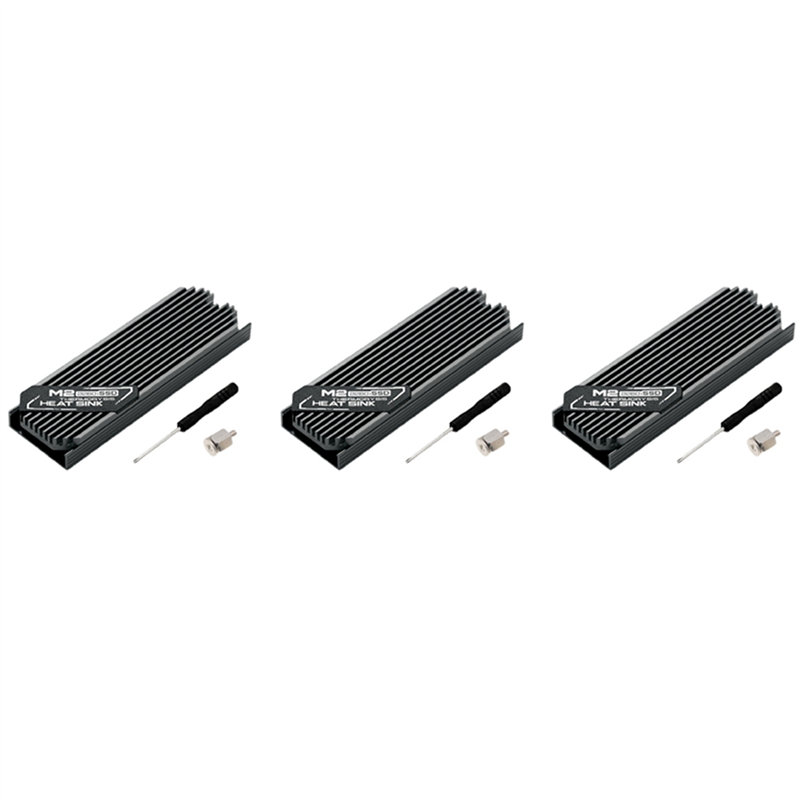 FORIDE 3X Ultrathin M.2 SSD Heat Sink M2 2280 Solid State Hard Disk Aluminum Heatsink Cooler Cooling Thermal Pad Grey