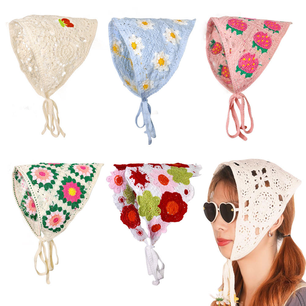 Little Flower Headband Knitted Headband Sweet Cute Women'S Headwear for Gift Yoga Daily