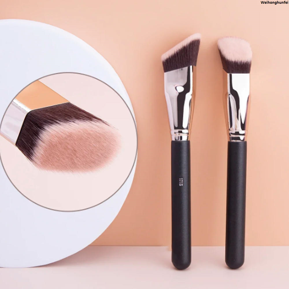 WeihonghunfeiBargain price Wooden Handle Makeup Brush Non-Absorbent Man-Made Fiber Flat Brush Foundation Brush for Beauty Enthusiast Professional Makeup