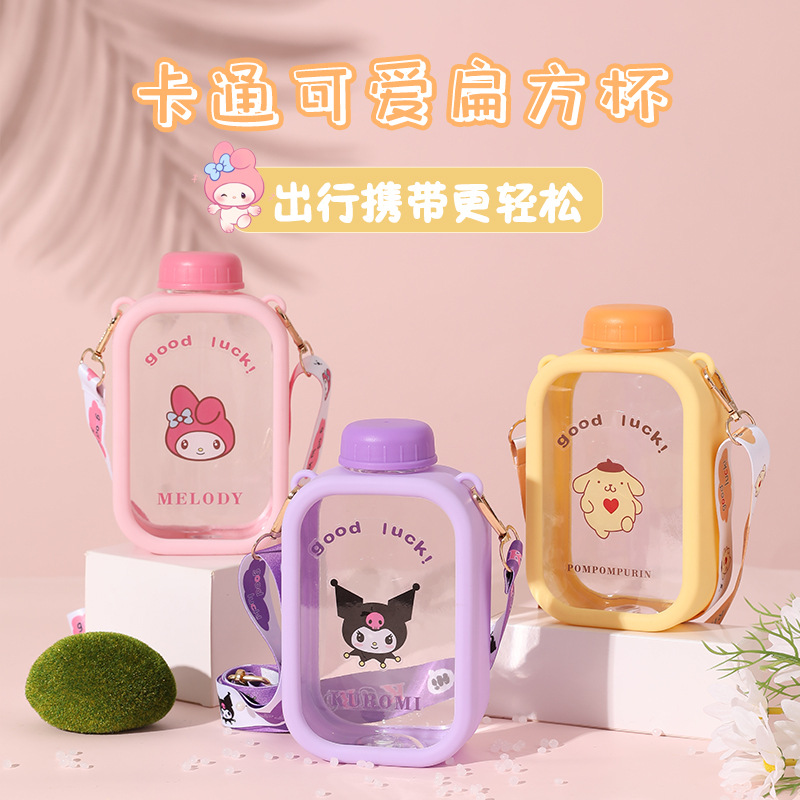 High value cute water cup girls ins plastic anti-drop children's hand water bottle direct drink student cup portable cartoon