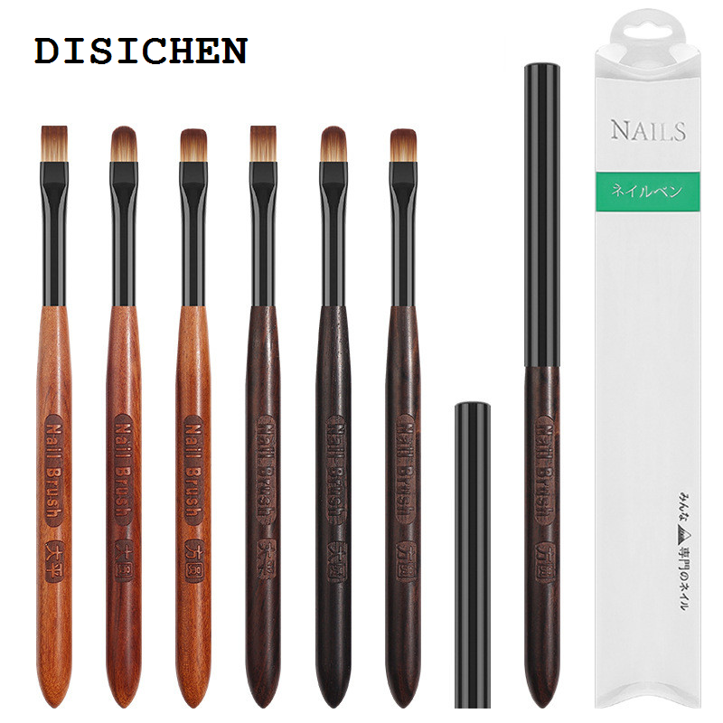 DISICHEN New 1PC Acrylic Nail Brush Pen for Powder Manicure Round Wood Handle Gel Builder Brushes Tools