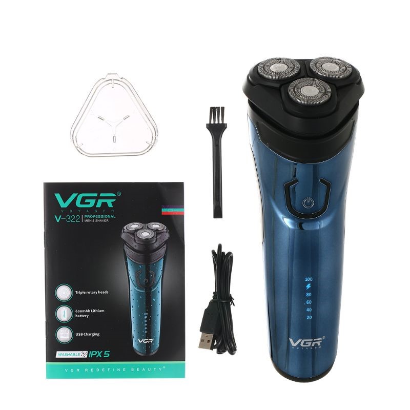 VGR V-322 Rechargeable Wet And Dry Shaver Three Head Rotary Clean Shaver