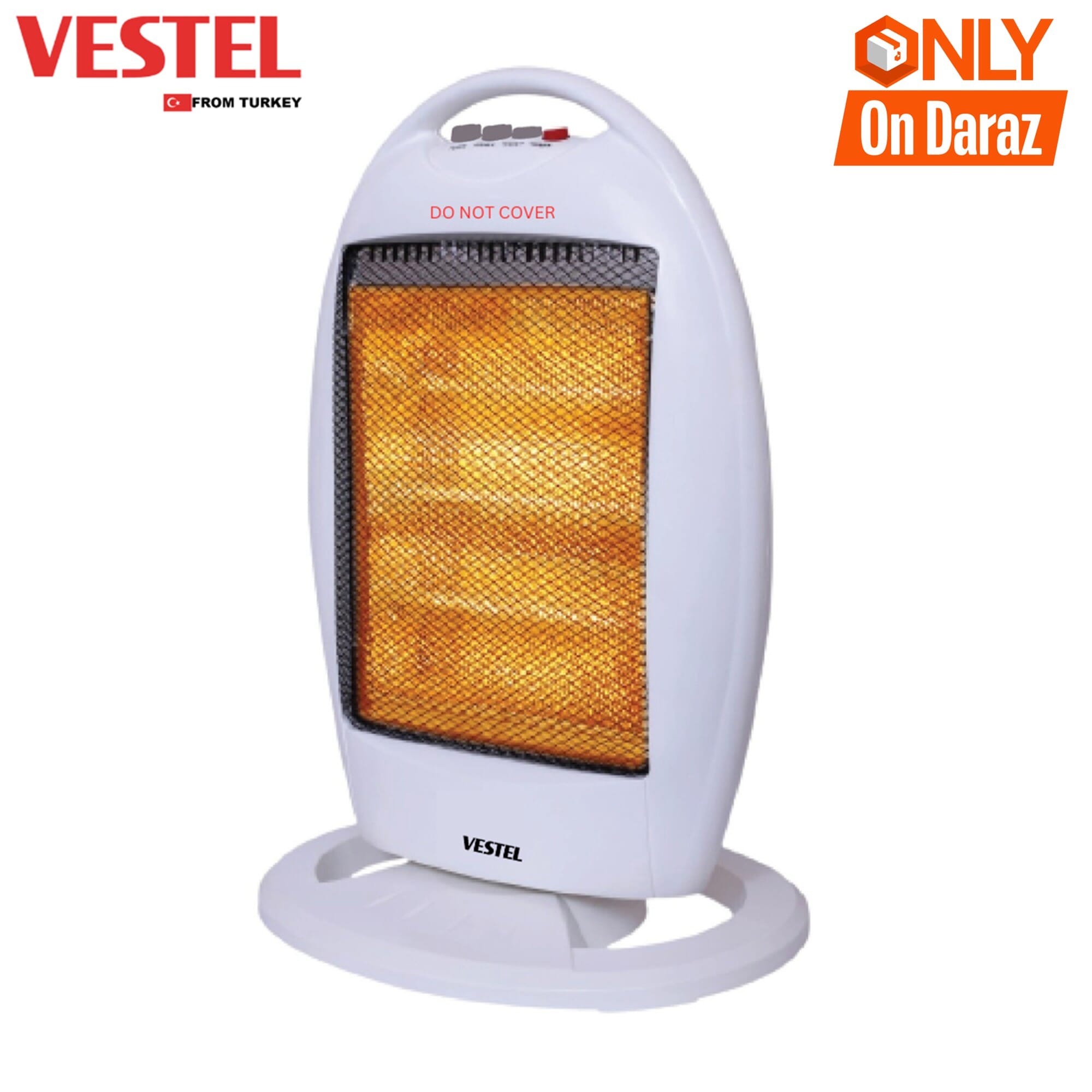VESTEL 3 Rod Electric Halogen Heater 1 Year Warranty Oscillation Blaze 1200Watts