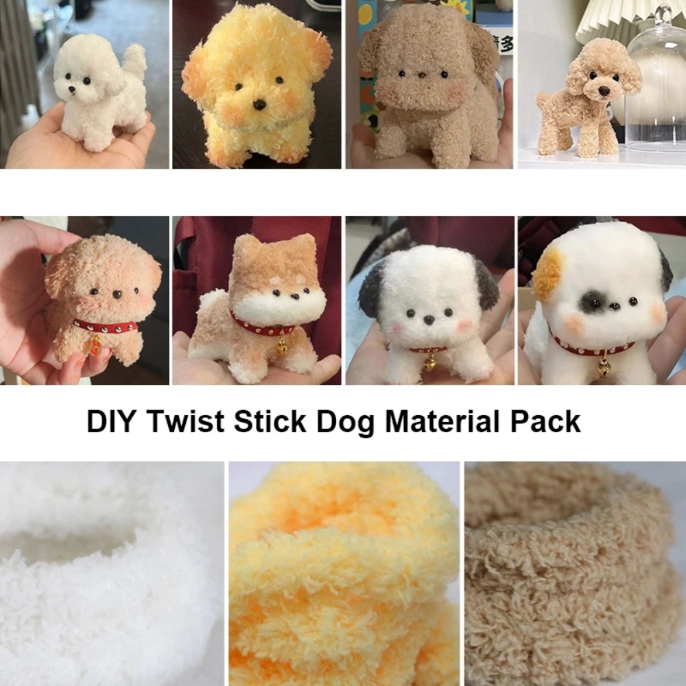 Strip Ribbon Bar Handmade Animal Dog Dog Plush Wire Strip Felt Strip DIY Crafts Dog Plush Twist Stick Cute Handmade Plush Wool Wire Thread Children