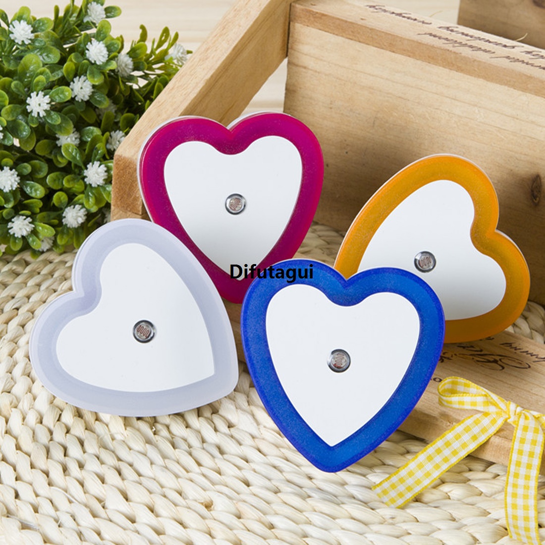Difutagui Romantic, lamp heart shape mini control sensor light night 【2025 Version】 light plug novelty bedroom suitable for baby light
