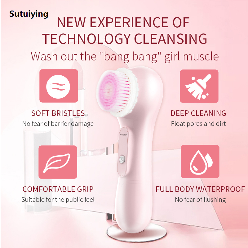 Sutuiying KSKIN silicone facial cleansing brush manual massage facial Sales promotion brush soft bristles exfoliator double sided face wash brush