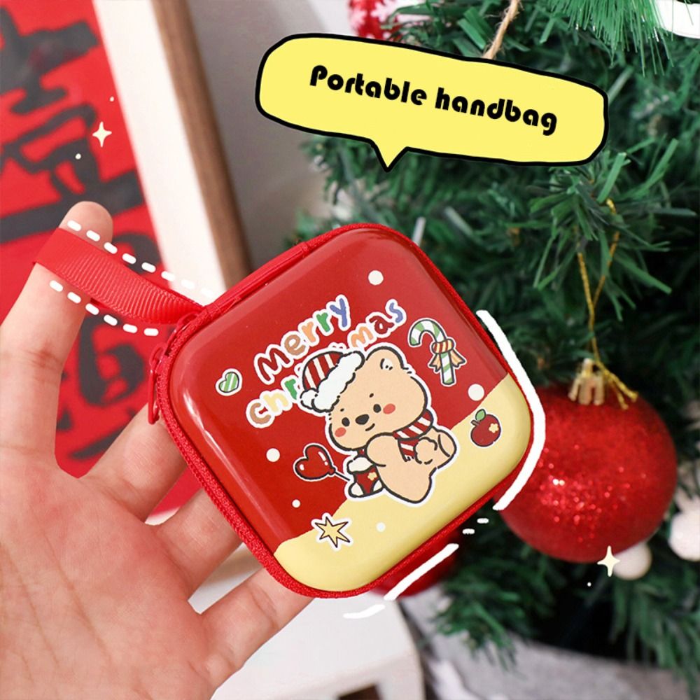 Bag Hanging Pendant Bear Christmas Wallet Rabbit Waterproof Christmas Coin Purse Tinplate Portable Christmas Earphone Bag Gift