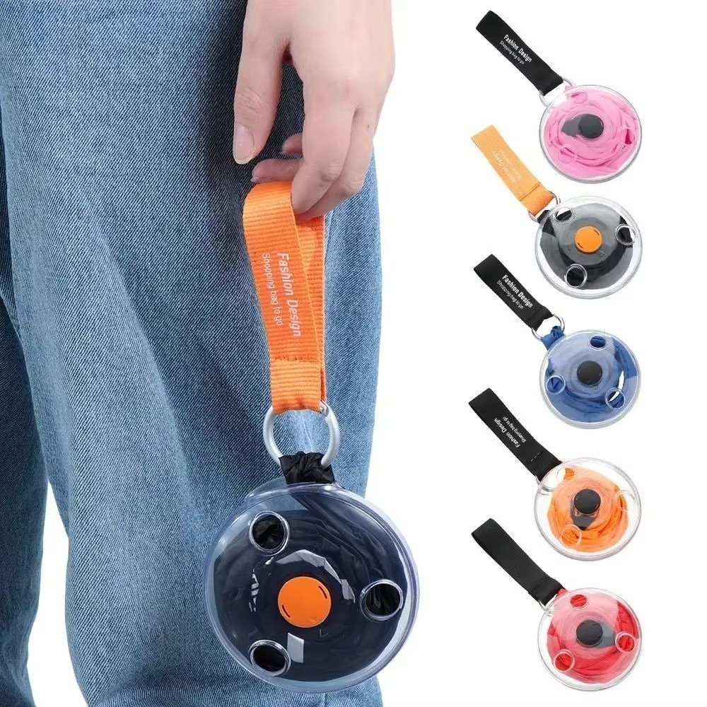 New Nylon Folding Disc Shopping Bag Canvas Aluminum alloy Retractable Shopping Bag Small Disc Shopping Storage Bag Travel Storage