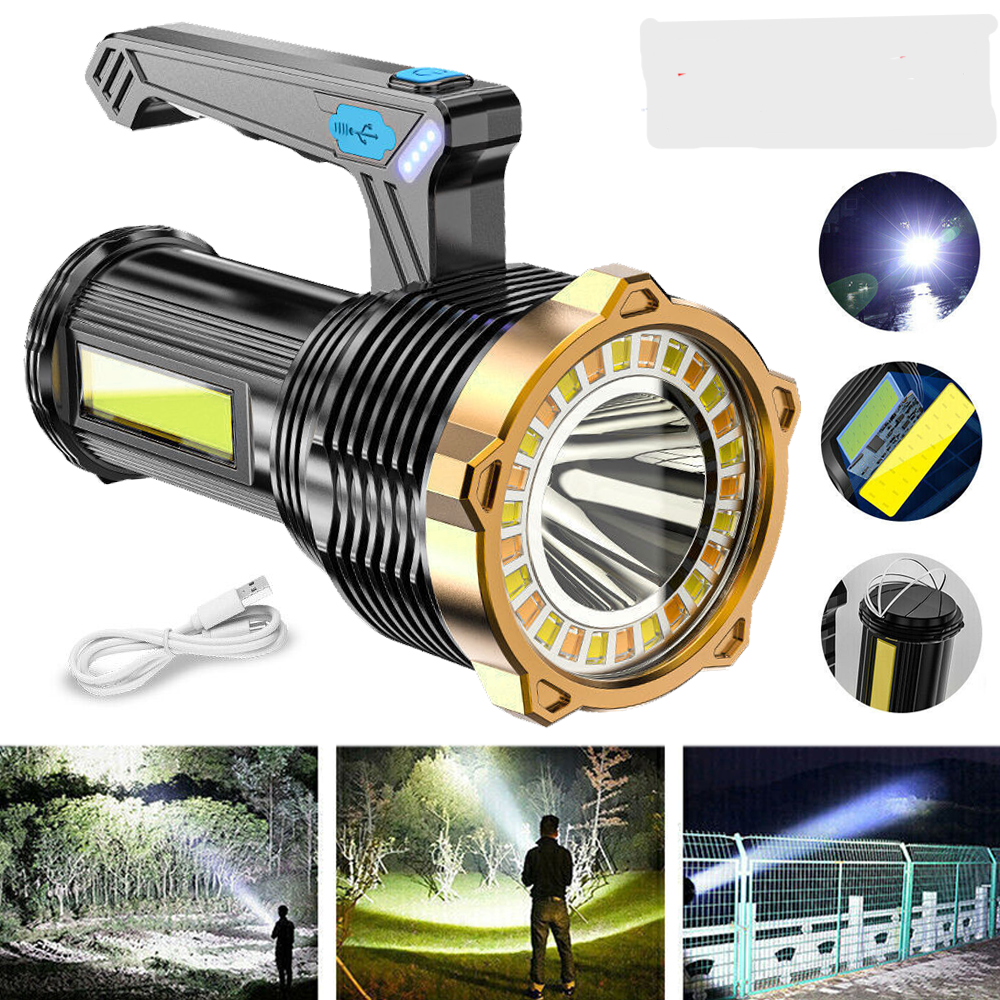 Super Bright 4 Core LED Flashlight COB Side Light USB Rechargeable Multi-functional Portable Torch For Outdoor Camping Light
