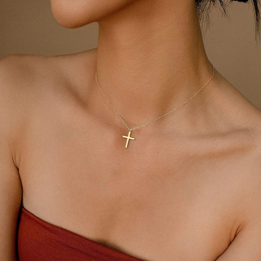 Fashion Non-Fading Cross Pendant Adjustable Chain Titanium Steel Necklace Neck Accessory INS Style Pendant Clavicle Chain Valentines Gift