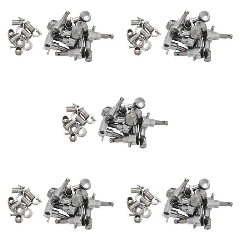 fasdaga 5X Fleur Tuning Pegs / Strings for / Tele / Acoustic Guitar 6L Silver