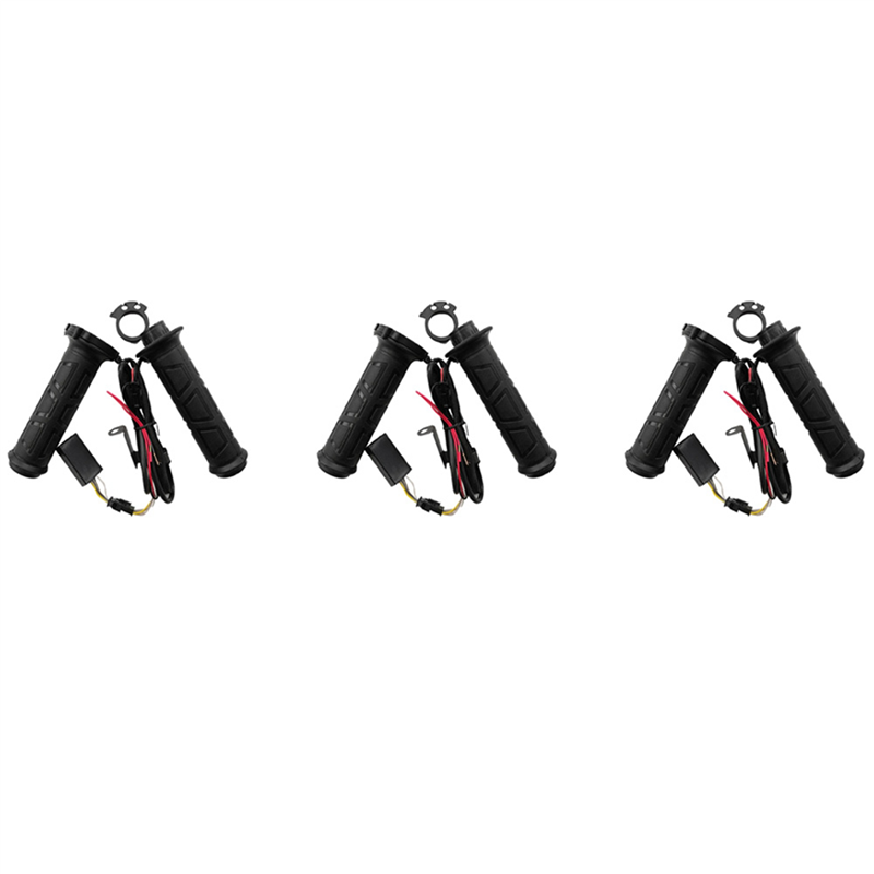 FORIDE 6pcs 7/8 Motorcycle Heated Handlebar Electric Hot Grips 12V Handle Warmer 22mm Adjustable Temperature