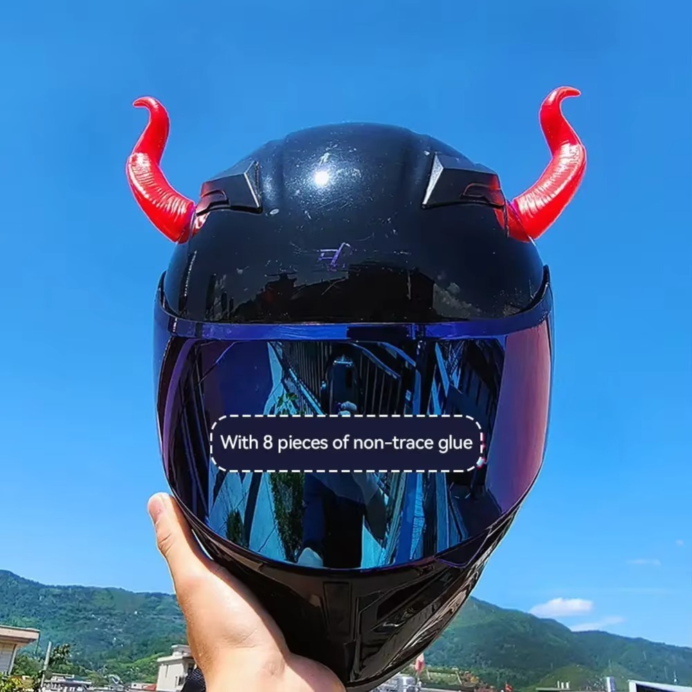 2 Pcs High Quality Plastic Motorcycle Helmet Horns Universal Durable Helmet Decoration Devil Horns Self-adhesive Helmet Decorative Accessories