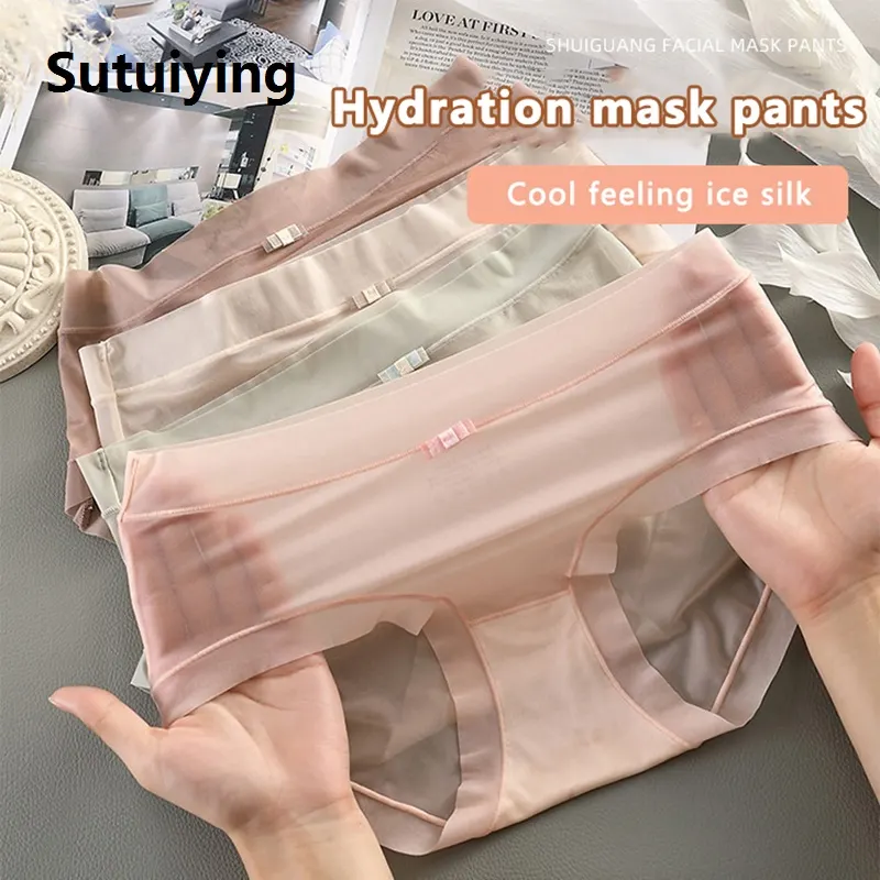 Sutuiying 1Pc Women Panties Quick Drying Briefs Seamless Underwear Solid Silky Female Soft Underpants Summer Cool Panties Lingerie Moyao - image 1