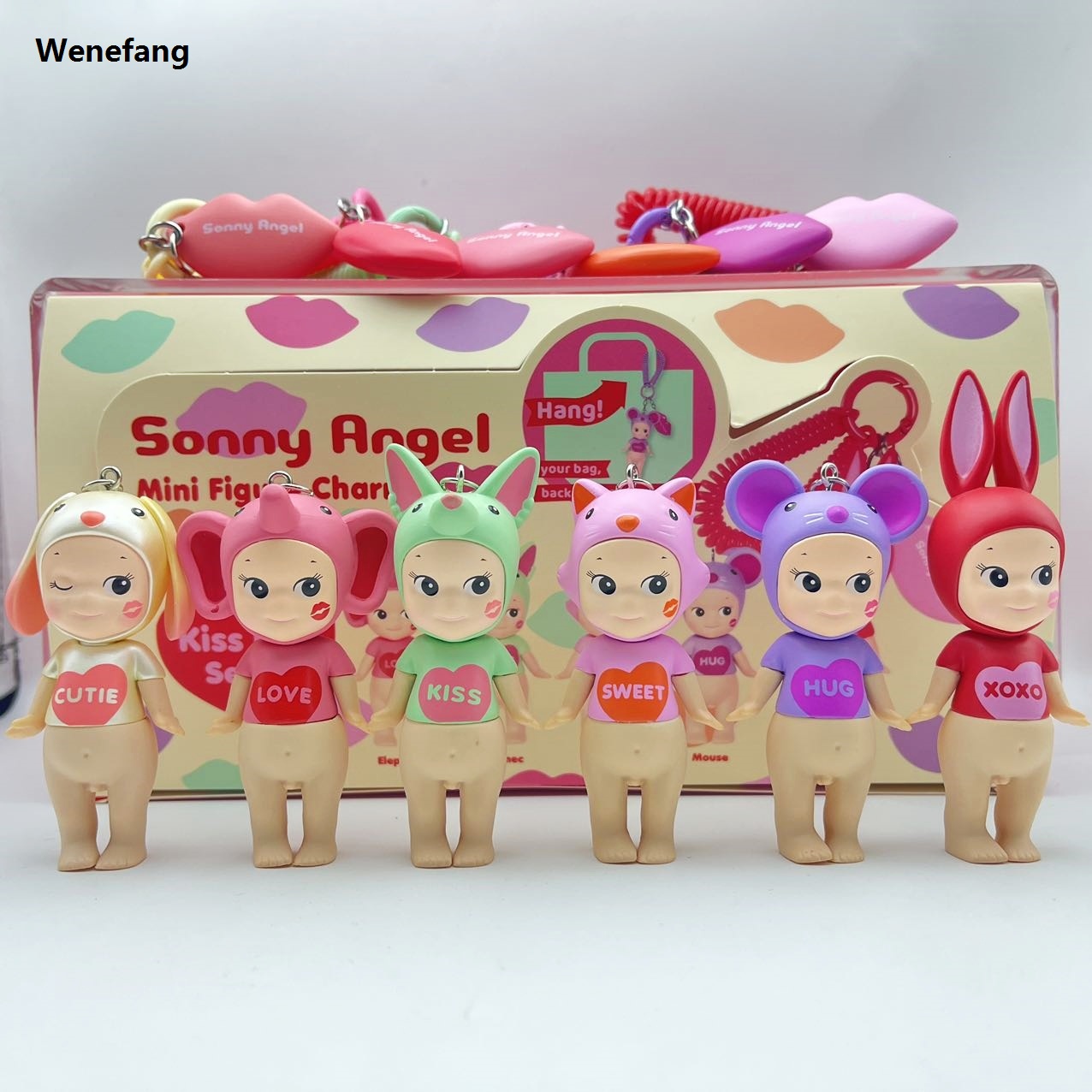 Wenefang New Sonny Angel Kiss Kiss Series Pendant Blind Box Bag Backpack Luxury Hanging Cute Doll Ornament Mini Figure Charm Toy Birthday Gift