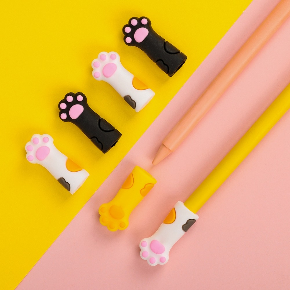 New Silica Gel Cat Claw Pencil Cap Student Supplies Soft Pen Cap Cute Pencil Extender
