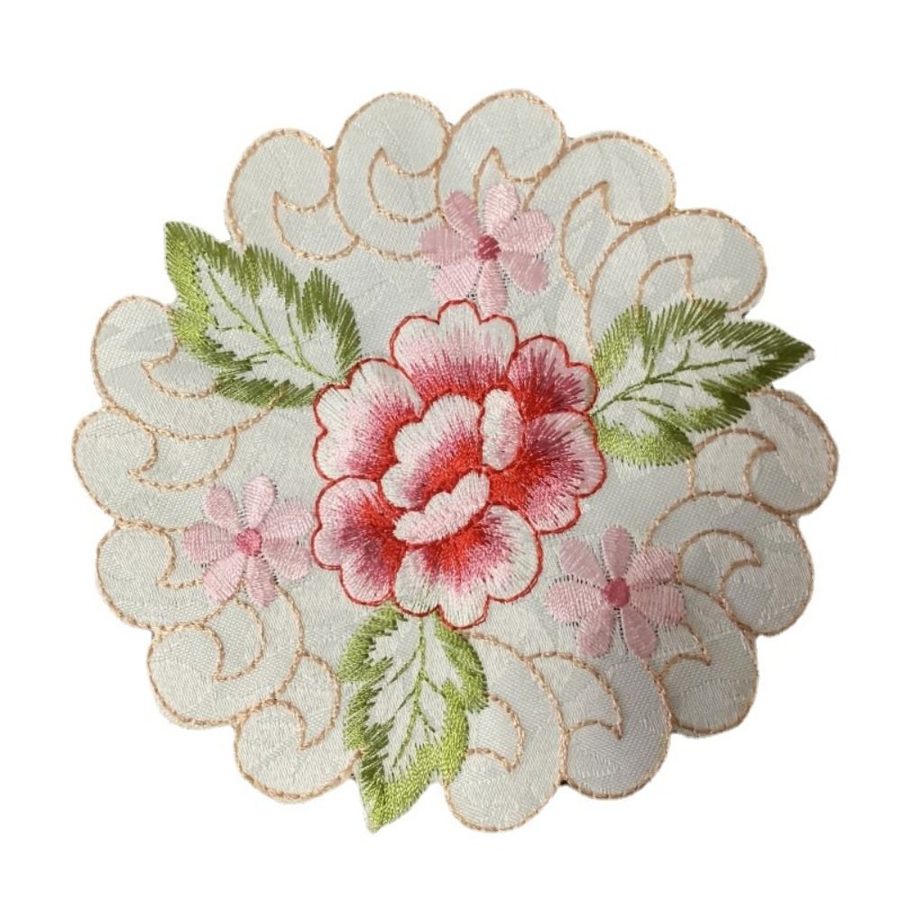 Embroidery Flower Delicate Home Decoration Embroidery Craft Flower Pattern Cup Pad Placemat Coaster Doily