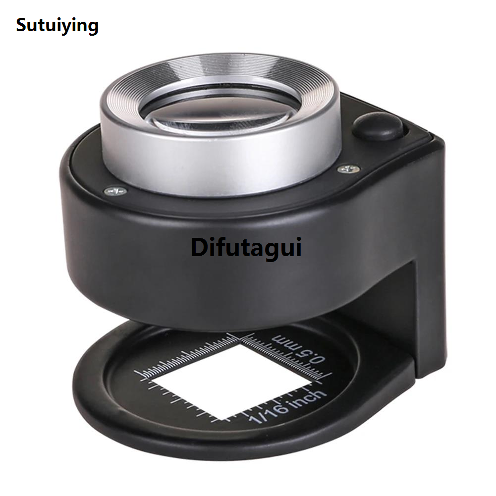 Difutagui 30X Optical Glass Lens 6LED Full Metal Folding Linen Tester Luxury Portable Loupe Magnifier Optical Glass Lens Magnification