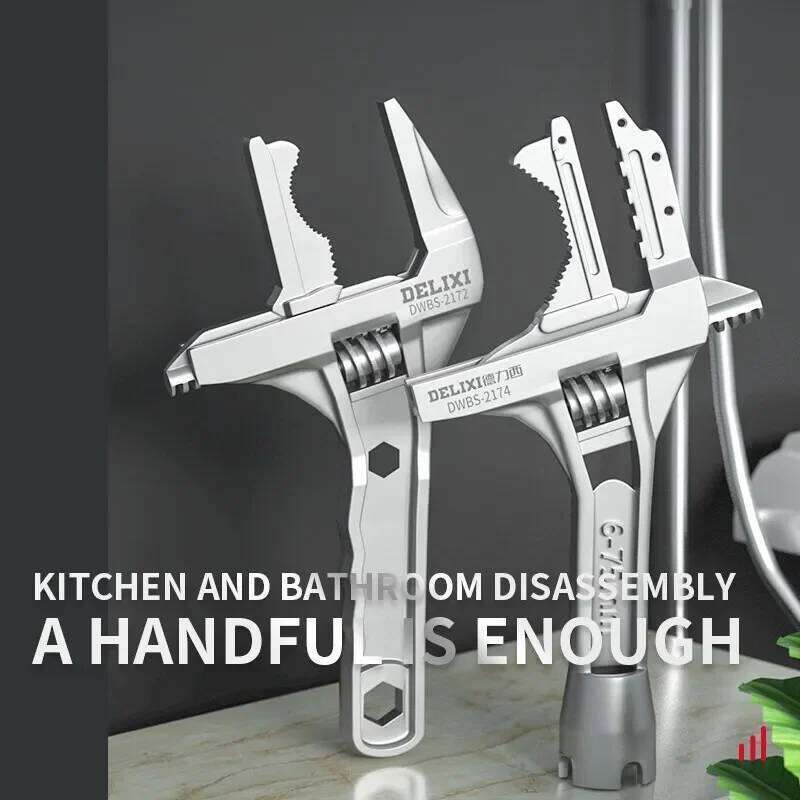 Universal Sanitary Tool Live Mouth Short Handle Adjustable Large Opening Kitchen Bathroom Wrench Multifunctional