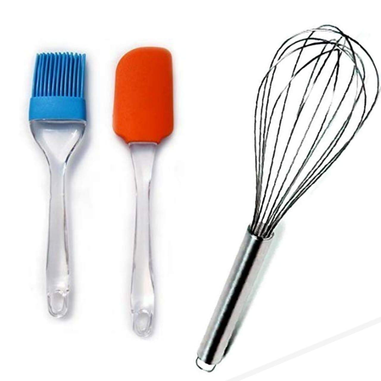 Silicon Baking Utensil- Set of 3 (Oil Brush, Spatula & Hand Whisk)