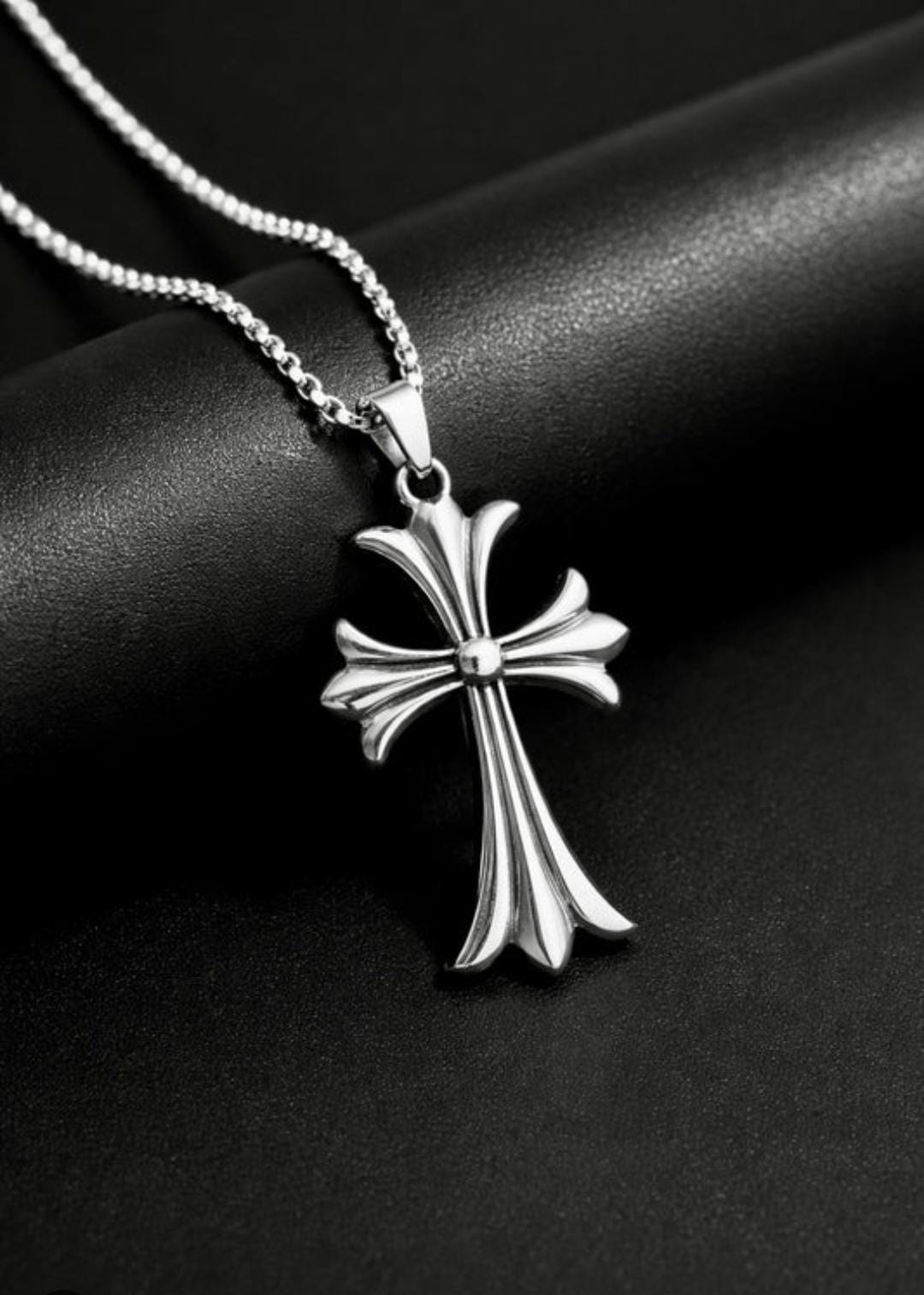 Chrome Hearts Cross Pendant Necklace for Unisex- Stainless Steel Chain Jewelry