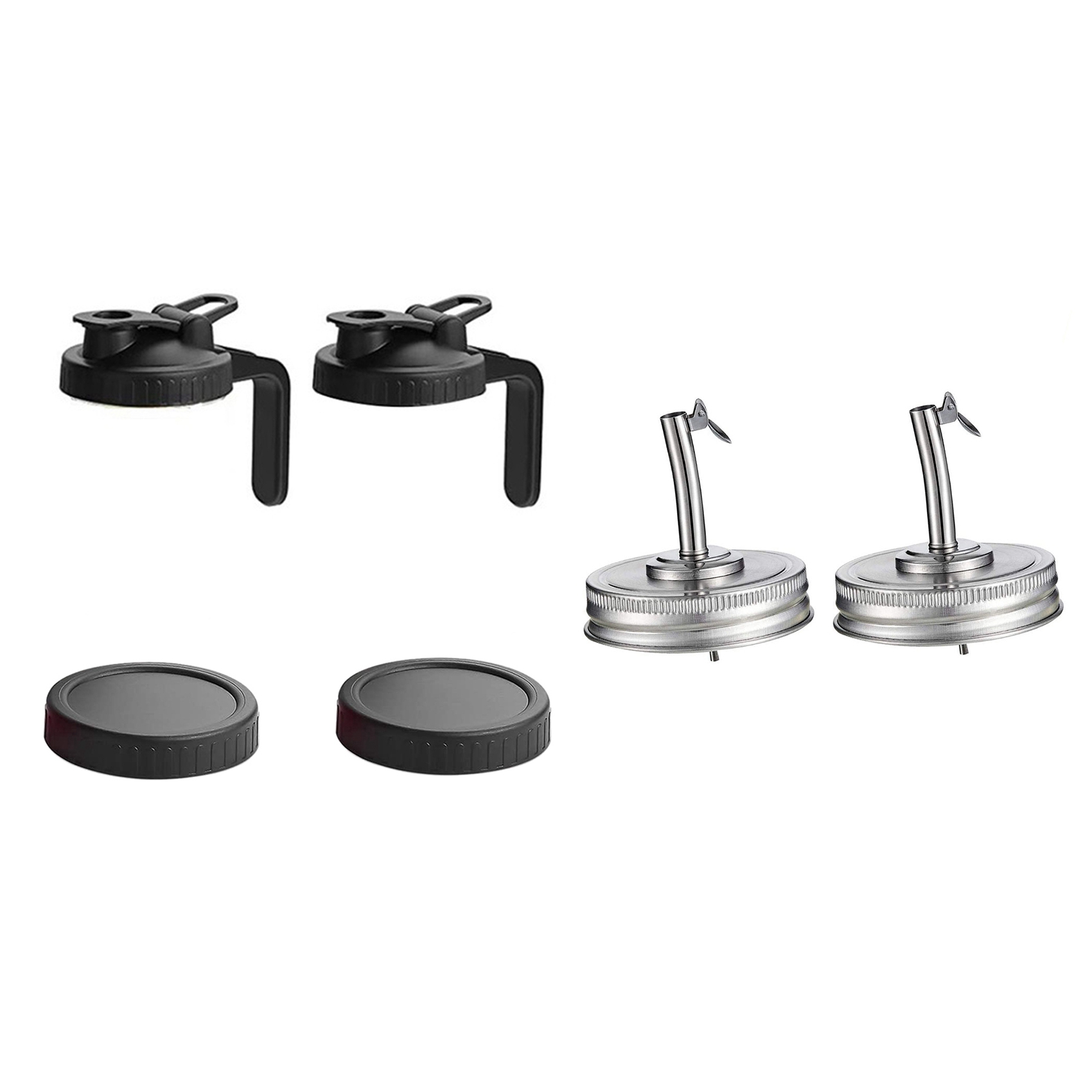 FORIDE 2 Pcs Jar Oil Spout Lid Oil Pour Spout Dispenser & 1 Set Wide Mouth Jar Pour Lids