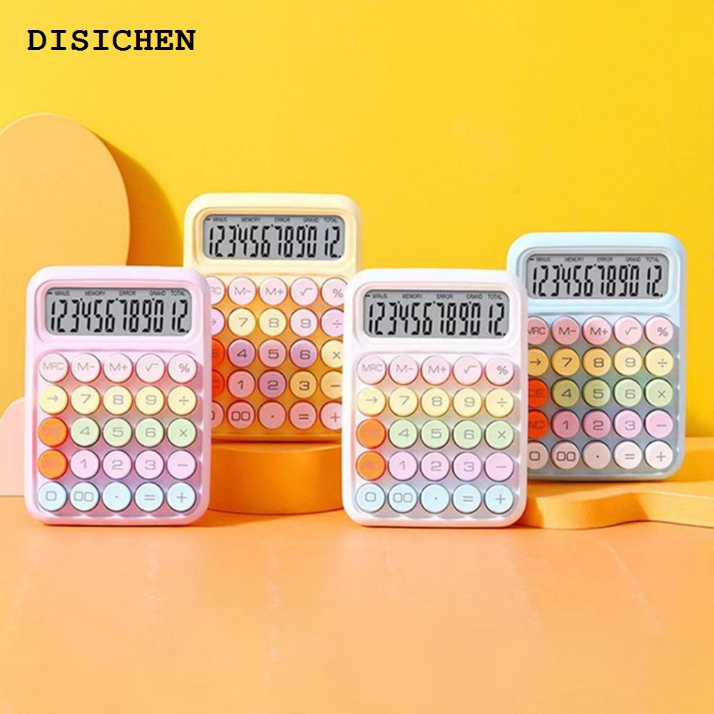DISICHEN Fashion 12-digit Display Calculator Cute Typewriter Calculator Large Screen Portable Student Calculators for Office School
