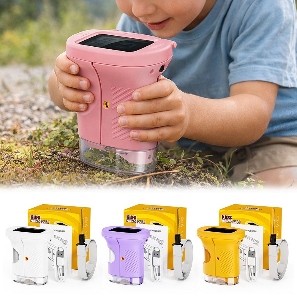 New 1000X Handheld Microscope Mini 2.4 Inch Screen Digital Microscopes Rechargeable Children Exploration Microscopes Gifts