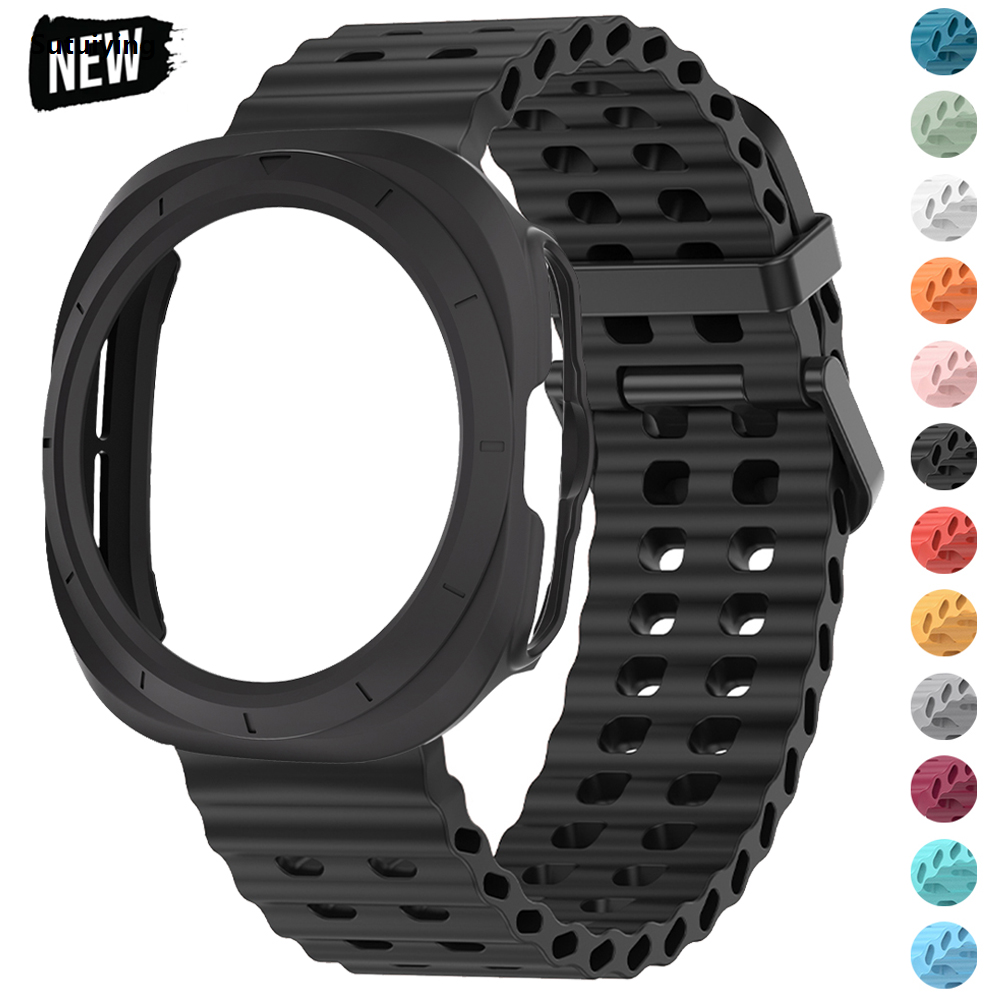 Sutuiying Case+Strap for Samsung Galaxy Watch 7 Ultra 47mm Sport Silicone Original Band Bracelet PC Case Protective Cover for Galaxy Watch 7 Ultra