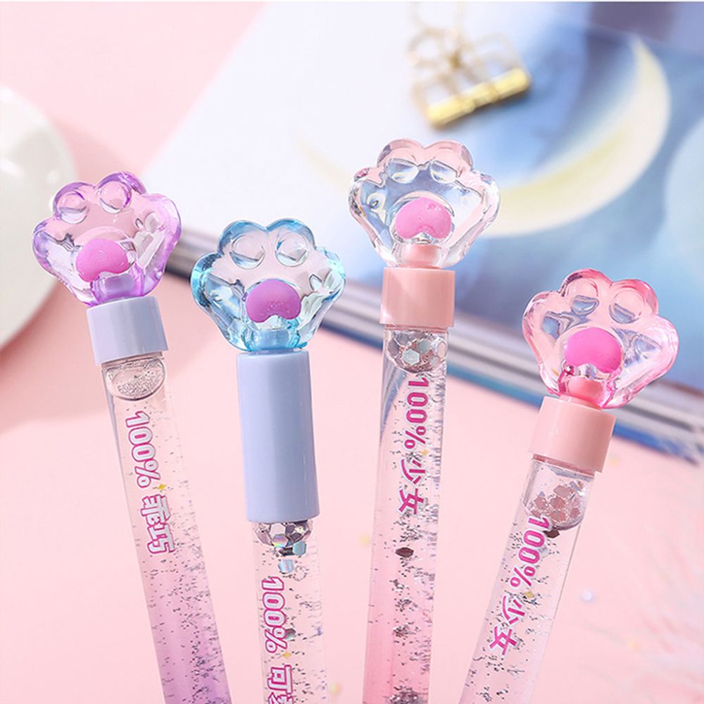 Cartoon Student Stationery Cute Office Supplies Cat Claw School Suppleis Heart 0.5mm Refill Black Ink Quicksand Pen Glitter Lights Pen Luminous Gel Pen Signing Pen
