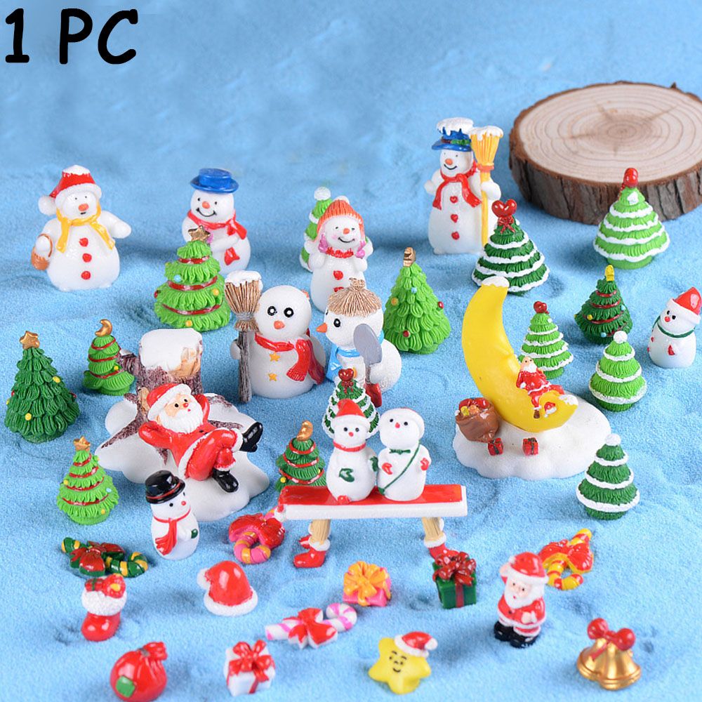Christmas Decoration Fairy Garden Ornaments Micro Landscape Decor Miniature Santa Statue Mini Toys Cartoon Doll Xmas Figurines