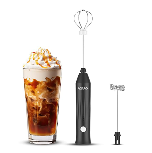 Rechargeable Milk Frother, 3-Speed Handheld Electric Whisk with Stand, Portable Mixer for Coffee, Lattes, Hot Chocolates, Shakes & Eggs, Home & Office Use, Stainless Steel