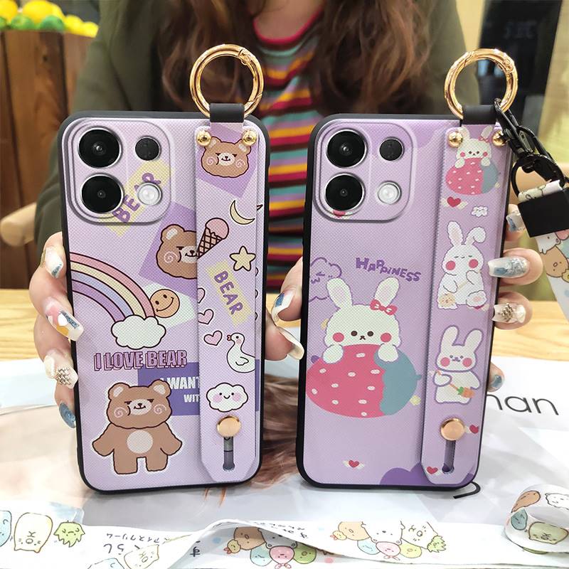 Soft case Fashion Design Phone Case For OPPO K12S/K13 5G Phone Holder Cute Wrist Strap Protective Silicone Cartoon Ring
