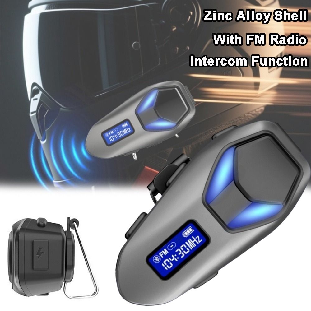 With FM Radio Zinc Alloy Shell Motorcycle Helmet Bluetooth Headset Bluetooth 6.0 Intercom Function Wireless Helmet Intercom IP65 Waterproof Cycling Headphone Motorcycle Riding