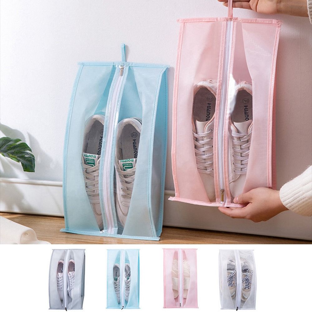 Multifunctional Tranparent PEVA Shoes Bag Sturdy Waterproof Shoes Storage Bags Hanging Duseproof Shoes Zipper Storage Bag Travel