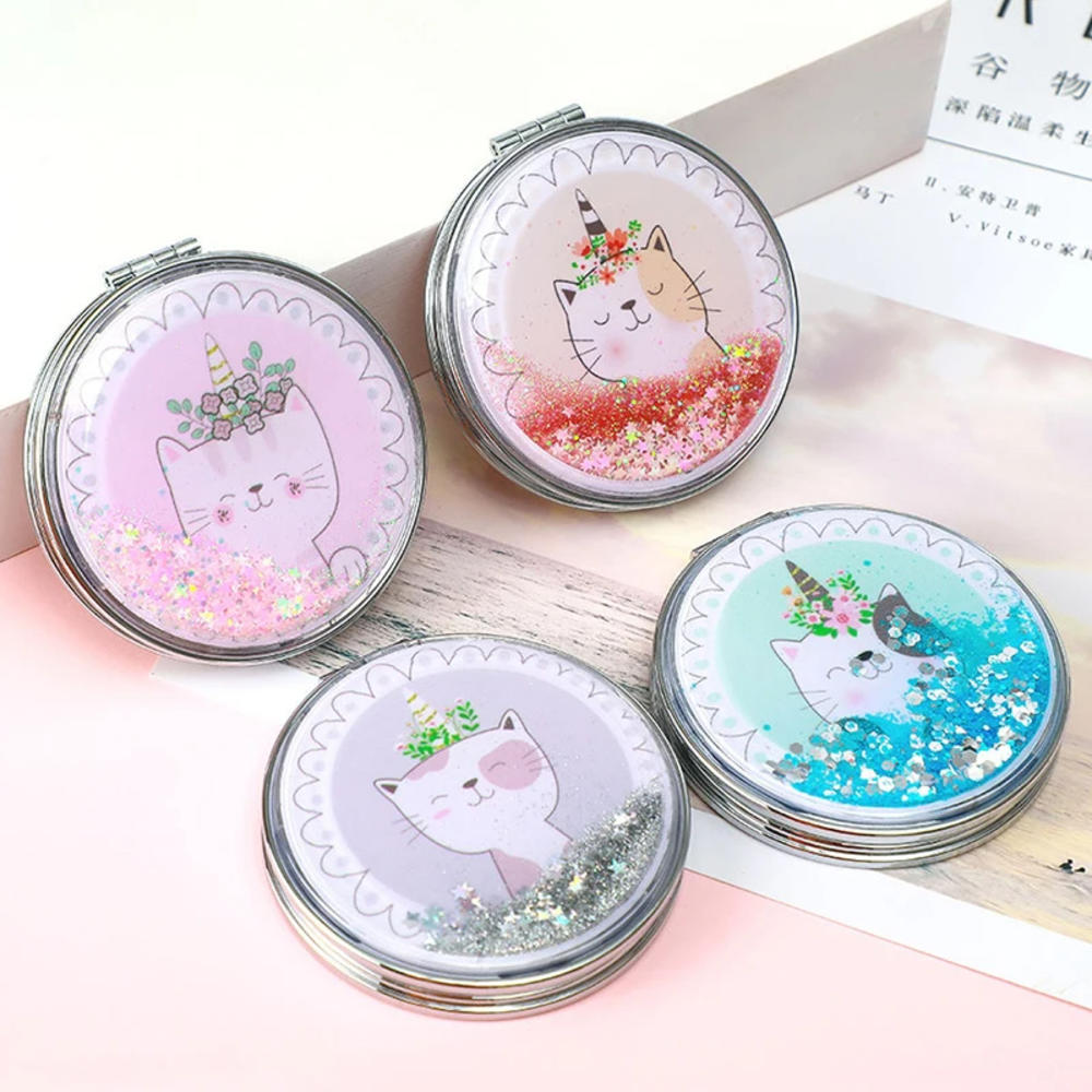 Creative Pocket Mirror Small Makeup Mirror Double-Sided Cartoon for Beauty Routine Personal Grooming Gift Item