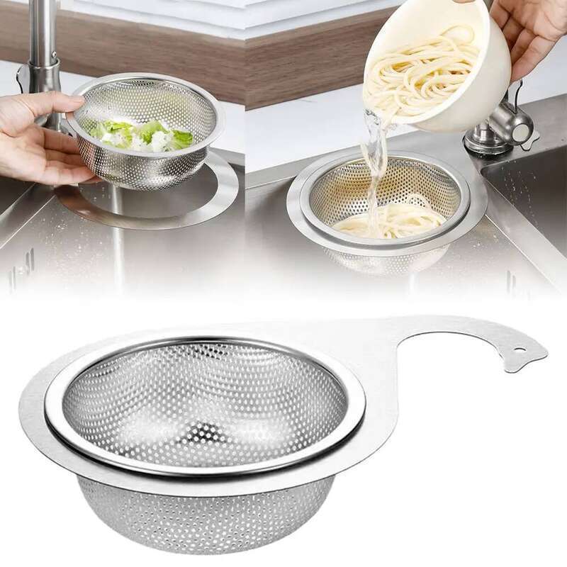 New Stainless Steel Corner Strainer Swan Sink Food Drain Basket Kitchen Triangular Storage Rack