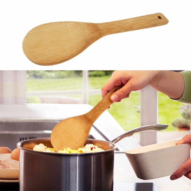 Natural Bamboo Wooden Long Handled Non Sticky Cooking Spoon Healthy Kitchen Utensils
