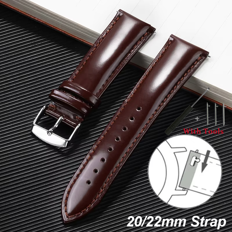 Glossy Genuine Leather Quick Release Wristband 20mm 22mm Sport Bracelet Replacement Watchband for Casio Universal Belt