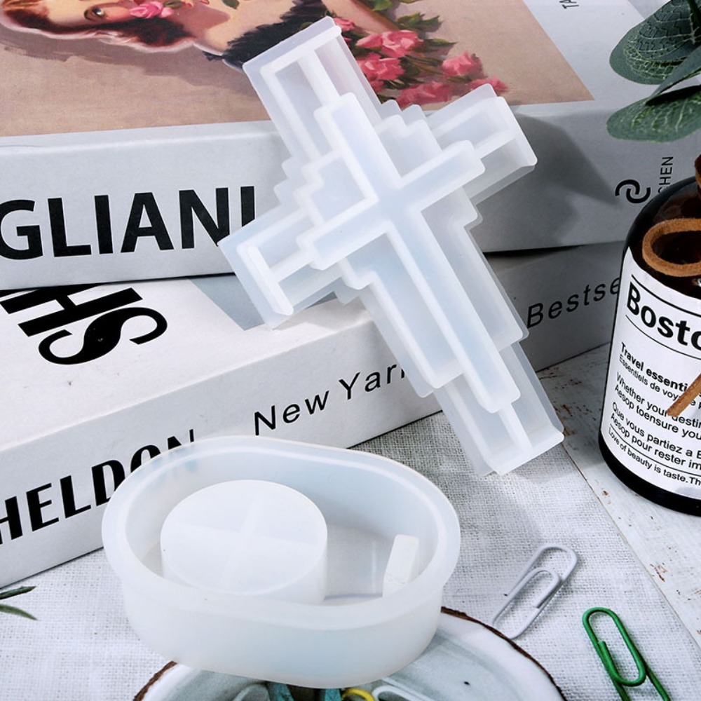 High Quality Silicone Homemade Cross Candlestick Mold Reusable Food Grade Handmade Candlestick Making Kit Easy to Use Durable DIY Drip Glue Mold