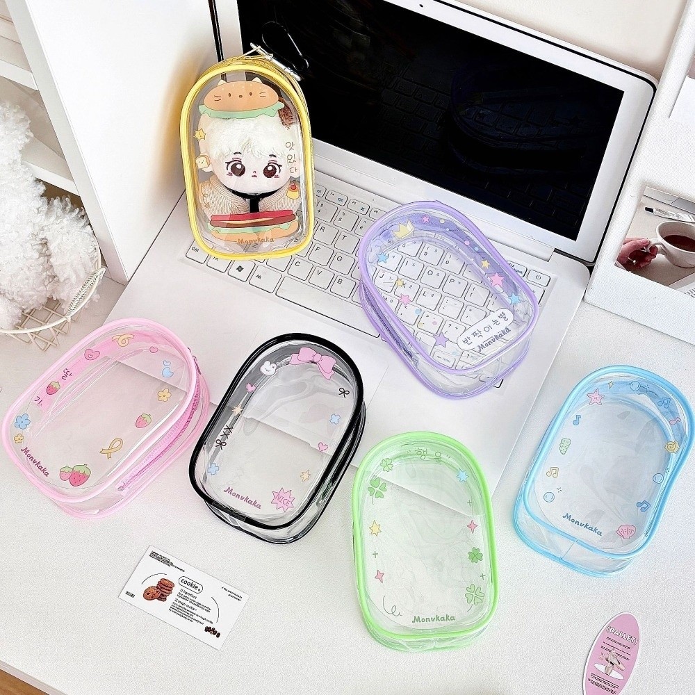Kawaii Cartoon Design 10cm Transparent Doll Bag Display Zipper Doll Storage Bag PVC Cute Outdoor Doll Display Bag Storage Bag